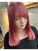 顔周りレイヤー×ピンクカラー