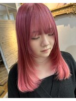 ティグルフォーヘア(TIGRE for hair)&nbsp;顔周りレイヤー×ピンクカラー