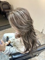 ブレンド 渋谷(BLend)&nbsp;前髪ハイライトカラーこなれミディイメチェンウェーブパーマ