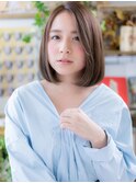 アシンメトリー黒髪艶カラー小顔前下がりボブc6戸頭20代30代40代