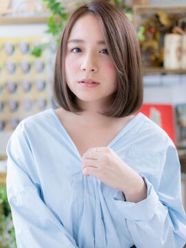 カバーヘア イヴ 戸頭店(COVER HAIR EVE) アシンメトリー黒髪艶カラー小顔前下がりボブc6戸頭20代30代!