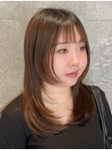 姫カットレイヤーロングミディアムハッシュカット前髪あり