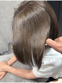 丸型◎髪質改善カラーで作るアッシュベージュ[稲毛駅/白髪染め]