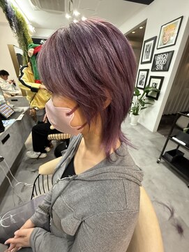 ピンクバイオレットレイヤーウルフヘア/圧倒的技術のウルフヘア