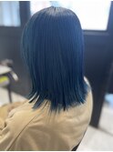 ディープブルー×切りっぱなしセミディー