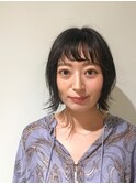 【ツヤ外ハネボブ】【ブルーアッシュ】20代30代