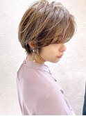 大人かわいい、耳掛け、小顔ショートボブ、ココアブラウン