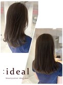 赤みを消すオリーブグレージュに顔周りレイヤーで柔らかい印象に
