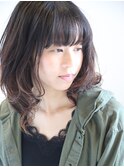 【アキ☆格好可愛いパーマにハイライトがチラリみえるミディ】