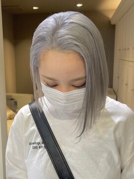 ベレーザ 渋谷(BELEZA) ba1924透明感プラチナベージュボブウルフ切りっぱなし外ハネボブ