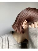 ブリーチカラー/ピンク/切りっぱなしボブ/池袋/30代40代50代