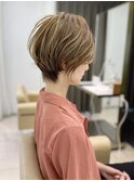 前髪あり耳掛け丸みくびれ大人ショートボブ20代30代40代50代＊