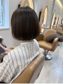 大人可愛い丸みボブ透明感ベージュカラー