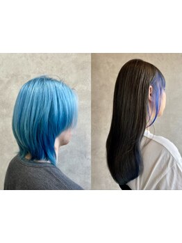 【ダメージレスで高発色なデザインカラー】ケアブリーチ使用のダブルカラーで髪の負担を抑えてうる艶髪に！