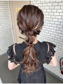 編み下ろし お呼ばれヘア 金箔 結婚式ヘア