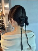 タイトヘアアレンジ/リボンシニヨンヘア