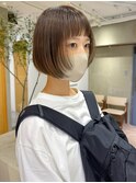 黒髪/ボブルフ/ネビージュ/小顔/ワンレン/栄/髪質改善/前髪