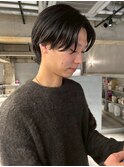 ブルーブラック/フェザーパーマ/刈り上げセンターパート【大須】