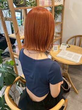 ソラ(SORA.) ボブ/切りっぱなし/ダブルカラー/オレンジ/髪質改善/10代/20代