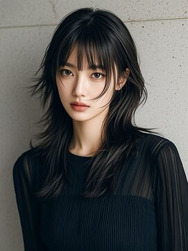 タッセルボブウルフボブマッシュウルフミディアムヘアカラー