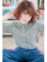 ミック 日暮里店(miq) チェリーブラウンのくせ毛風ゆるふわエアリーミニボブc1