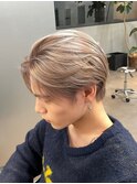 ハイトーンベージュカラー　メンズセンターパート　韓国マッシュ