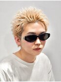 メンズスパイキーショートアップバングミルクティーベージュ
