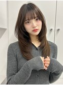 韓国風パーマ薄め前髪韓国レイヤーバタフライカットグレージュ☆