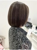 イメチェン美髪外ハネボブハイライト切りっぱなしボブ