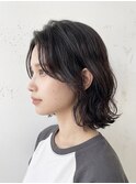 秋カラーブリーチなし黒髪センターパートボブレイヤー小顔p越谷!