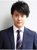 七三オールバック ツイストパーマ ビジネス かき上げヘア