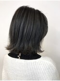 極細ハイライト×アッシュグレー