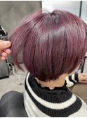 ボルドーカラー×マッシュショート