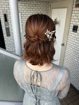 ハーフアップ　参列ヘア　ミディアムヘア　ボブ　結婚式ヘア