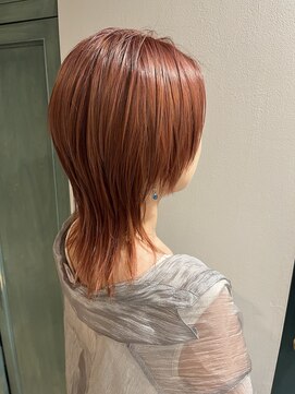 ヘアサロン ナノ(hair salon nano) くびれウルフヘア/ピンクベージュ/ダブルカラー/艶髪