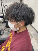 ハイライト　マッシュショート　ツイストスパイラルパーマ　束感