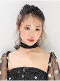 ゆるふわウェーブ♪10代20代成人式卒業式ハーフアップベージュ