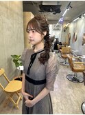 ヘアセット/サイド編みおろし/パーティーヘア/小顔/学割