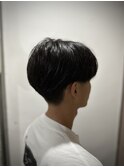 センターパート　縮毛矯正　刈り上げ　黒髪　新潟床屋　女池