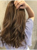 ハイライトヌーディーベージュセミロング20代30代