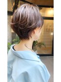 大人ショートボブピンクブラウン