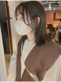前髪カットオリーブベージュナチュラルボブ顔まわりレイヤー