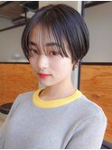 シルクバングのマッシュショートヘア小顔カット黒髪ショートヘア