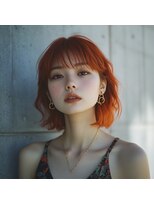 ユニック ウメダ(unique UMEDA)&nbsp;ボブカット×オレンジカラー×ブリーチ×髪質改善カラー×20代