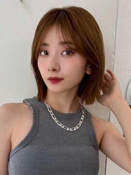 タッセルボブ/くびれヘア/切りっぱなし/アプリコットオレンジ2