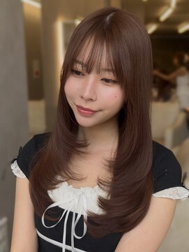 オムニス 表参道(Omnis) ブラウン美髪レイヤーカット顔周りくびれミディアムレイヤー