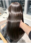 ダークアッシュロング顔周りレイヤー大人ガーリー_ba577821