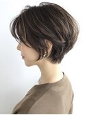 ココアベージュ/黒髪/小顔/ショートボブ/レイヤー/松戸