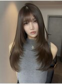 ロングレイヤー 顎下レイヤー グレージュi
