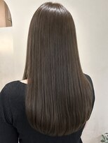 ユニバイリサ 天神大名店(uni by risa)&nbsp;髪質改善 艶髪ストレート ロングヘア オリーブベージュ